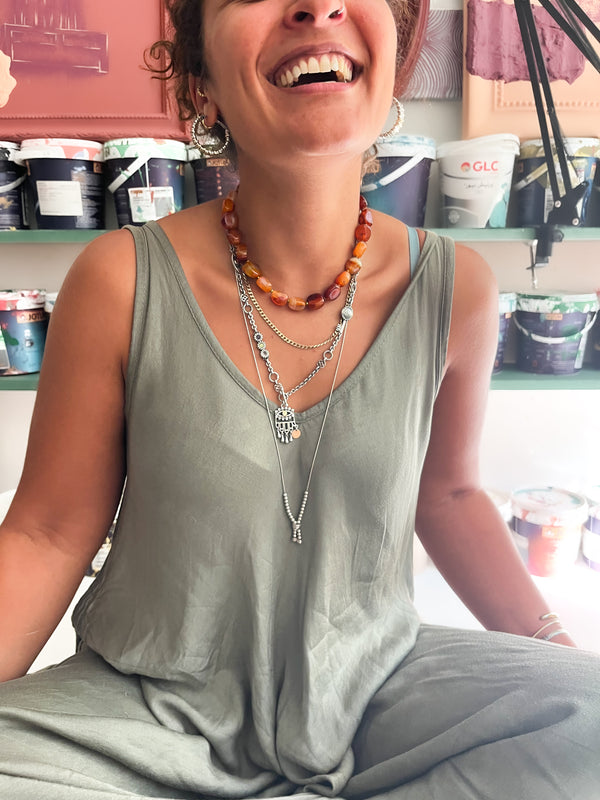 Golden Dust Necklace worn by customer