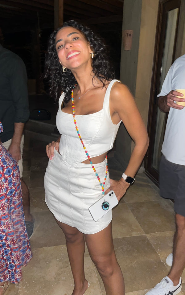 M&Ms Phone Chain worn by customer